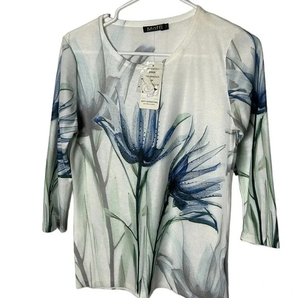 Vtg Moffi jersey knit,beaded,printed,floral sweater,NWT classy cottagecore - Picture 1 of 11
